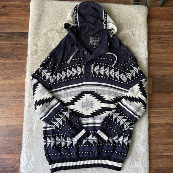 American Eagle Outfitters Other - American Eagle Outfitters XXL Hoodie Sweater Southwestern Western Aztec Navy